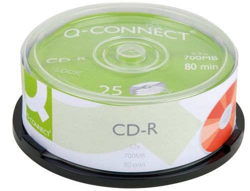Cd-r q-connect capacidade 700mb duracao 80min velocidade 52x torre de 25 unidades , Q-connect , 54738 , 5705831004207
